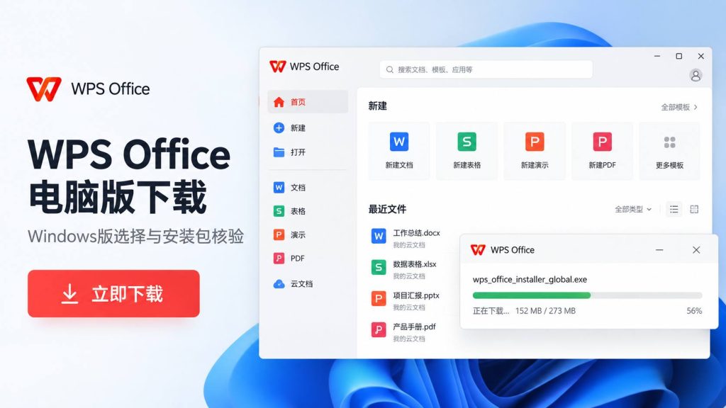 WPS Office电脑版下载与Windows版安装程序界面
