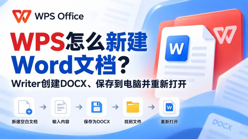 WPS怎么新建Word文档 Writer创建DOCX保存到电脑并重新打开